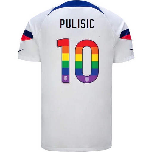 USA Home Christian Pulisic 2022/2023 Men's Jersey Rainbow Number