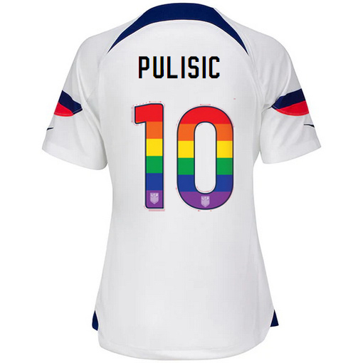 USA Home Christian Pulisic 2022/23 Women's Jersey Rainbow Number