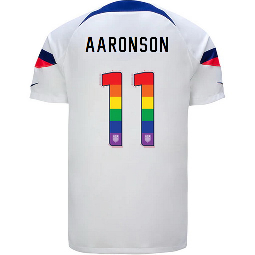 USA Home Brenden Aaronson 22/23 Men's Jersey Rainbow Number - Click Image to Close
