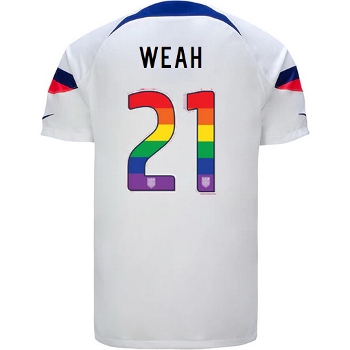 USA Home Tim Weah 22/23 Men's Jersey Rainbow Number