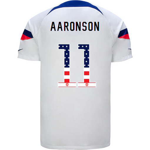 USA White Brenden Aaronson 2022/23 Men's Jersey Independence Day