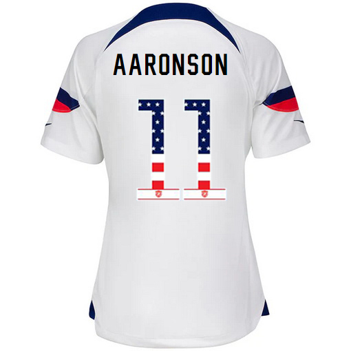 USA White Brenden Aaronson 22/23 Women's Jersey Independence Day
