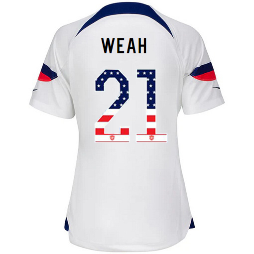 USA White Tim Weah 22/23 Women's Jersey Independence Day
