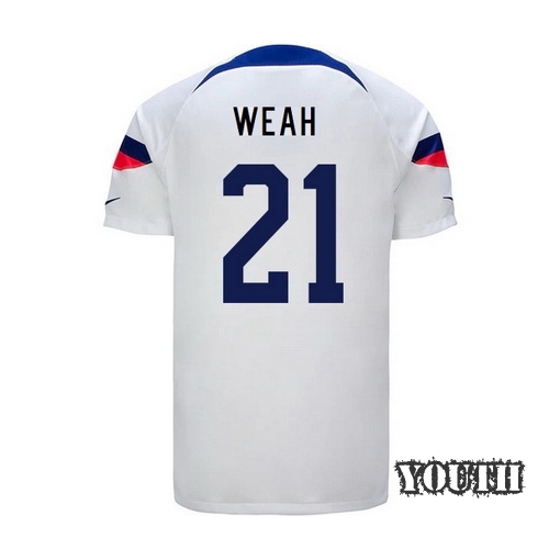 USA Home Tim Weah 2022/2023 Youth Soccer Jersey