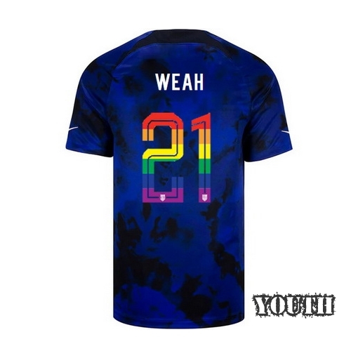 USA Loyal Blue Tim Weah 22/23 Youth PRIDE Jersey - Click Image to Close