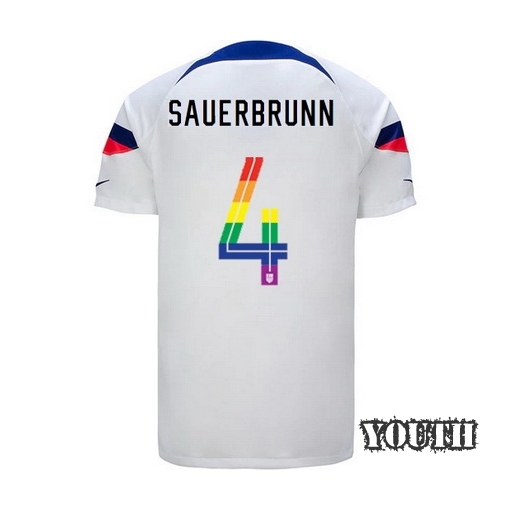 USA White Becky Sauerbrunn 2022/2023 Youth PRIDE Jersey