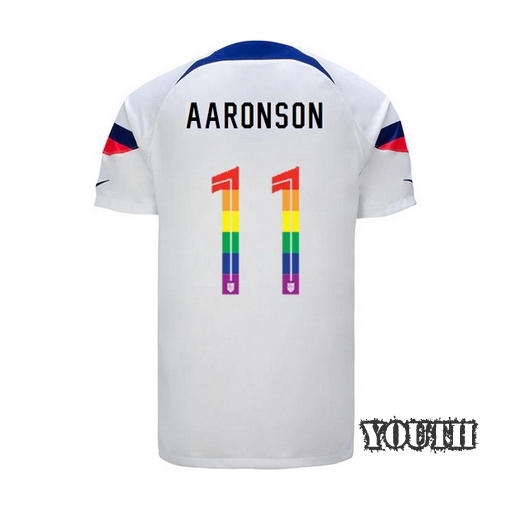 USA White Brenden Aaronson 2022/23 Youth PRIDE Jersey