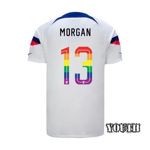 USA White Alex Morgan 2022/2023 Youth PRIDE Jersey