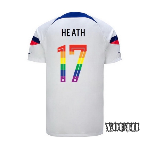USA White Tobin Heath 2022/23 Youth PRIDE Jersey