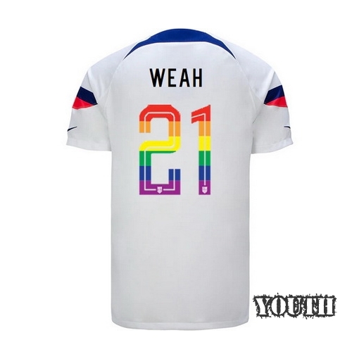 USA White Tim Weah 2022/23 Youth PRIDE Jersey