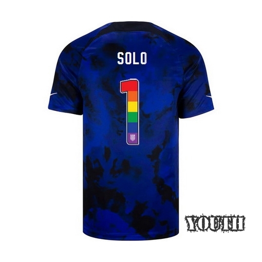 USA Away Hope Solo 22/23 Youth Jersey Rainbow Number