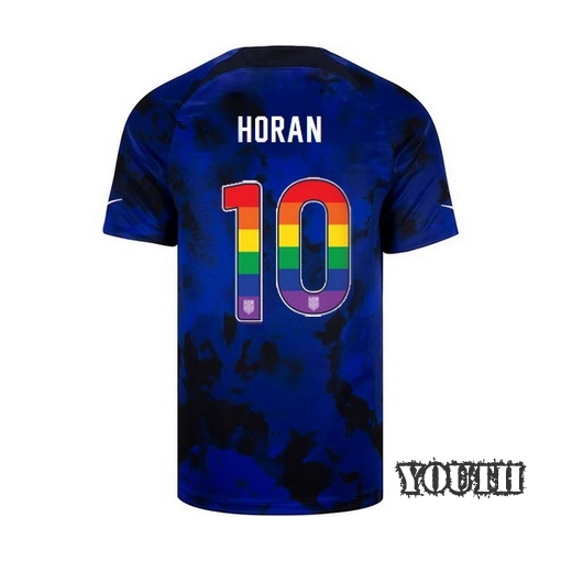 USA Away Lindsey Horan 2022/23 Youth Jersey Rainbow Number
