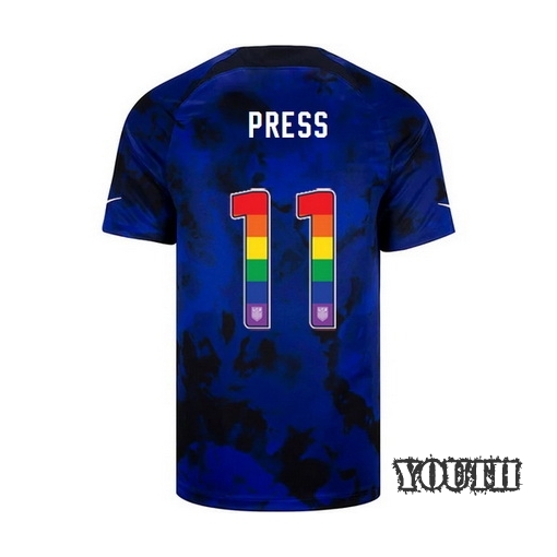 USA Away Christen Press 2022/23 Youth Jersey Rainbow Number