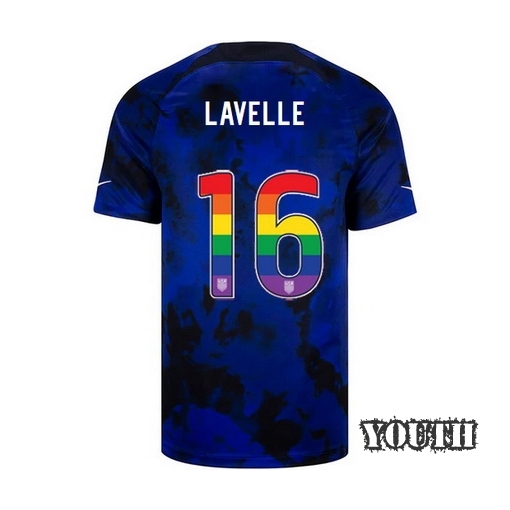 USA Away Rose Lavelle 22/23 Youth Jersey Rainbow Number