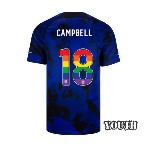 USA Away Jane Campbell 22/23 Youth Jersey Rainbow Number