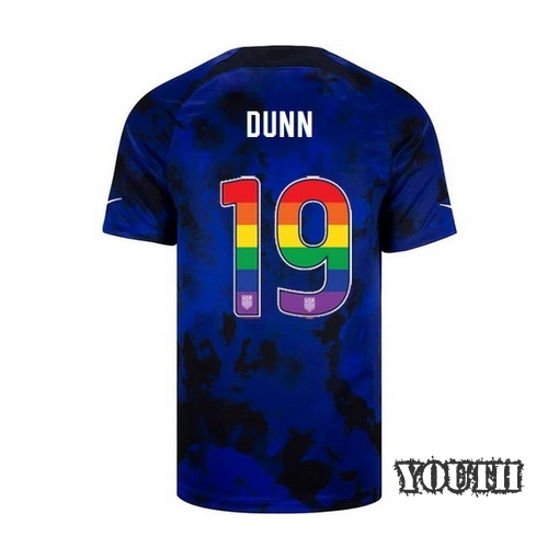 USA Away Crystal Dunn 2022/23 Youth Jersey Rainbow Number