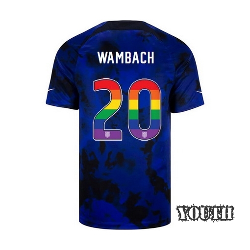 USA Away Abby Wambach 22/23 Youth Jersey Rainbow Number