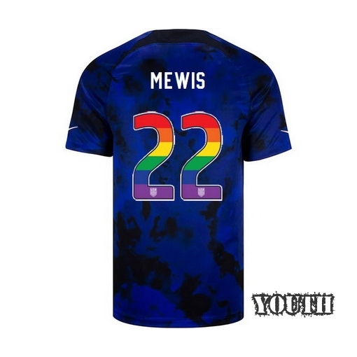 USA Away Kristie Mewis 2022/23 Youth Jersey Rainbow Number