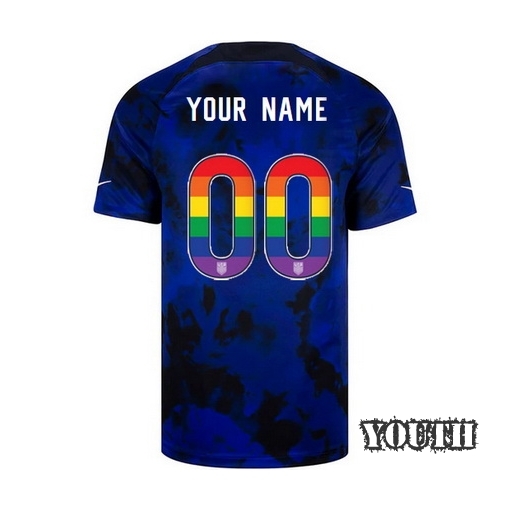 USA Away Customized 2022/2023 Youth Jersey Rainbow Number