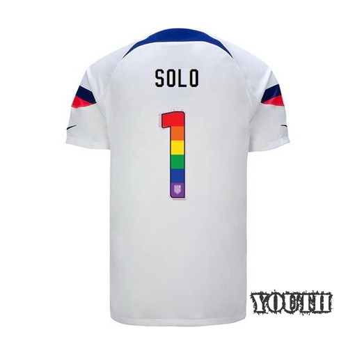 USA Home Hope Solo 2022/23 Youth Jersey Rainbow Number