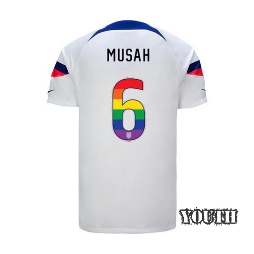 USA Home Yunus Musah 2022/23 Youth Jersey Rainbow Number