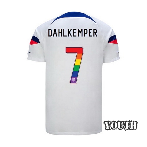 USA Home Abby Dahlkemper 22/23 Youth Jersey Rainbow Number
