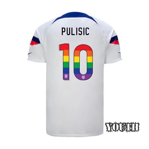 USA Home Christian Pulisic 2022/23 Youth Jersey Rainbow Number