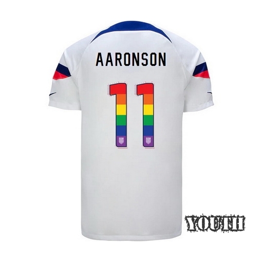 USA Home Brenden Aaronson 22/23 Youth Jersey Rainbow Number