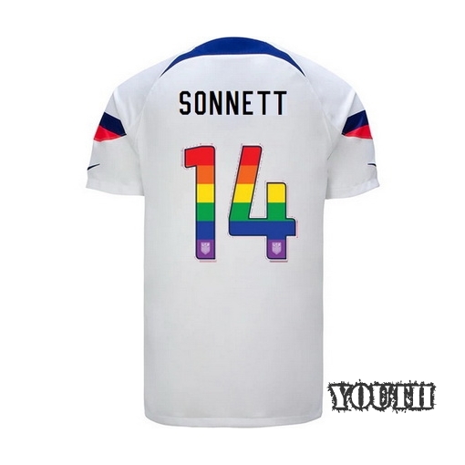 USA Home Emily Sonnett 22/23 Youth Jersey Rainbow Number
