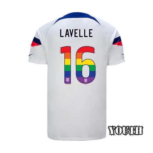 USA Home Rose Lavelle 2022/23 Youth Jersey Rainbow Number
