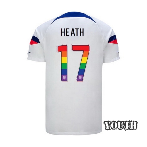 USA Home Tobin Heath 22/23 Youth Jersey Rainbow Number