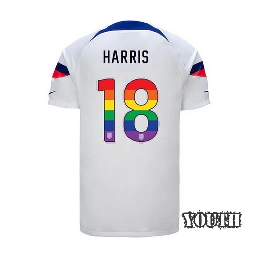 USA Home Ashlyn Harris 2022/2023 Youth Jersey Rainbow Number