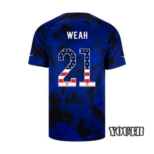 USA Blue Tim Weah 2022/23 Youth Jersey Independence Day