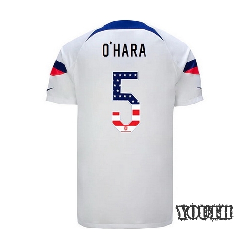 USA White Kelley O'Hara 2022/2023 Youth Jersey Independence Day