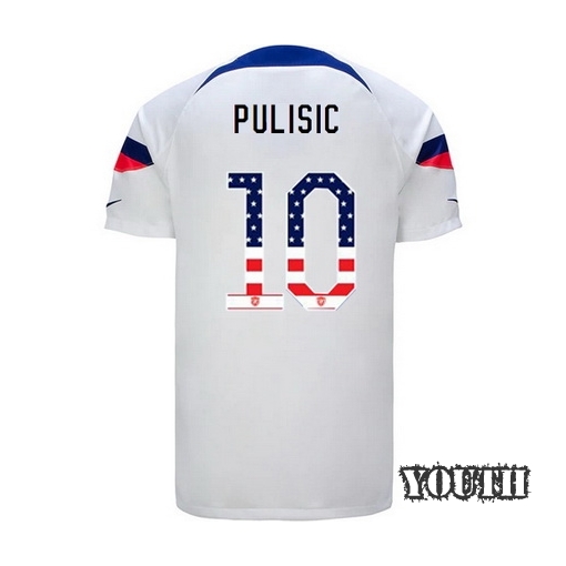 USA White Christian Pulisic 22/23 Youth Jersey Independence Day