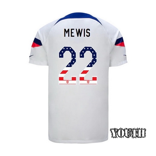 USA White Kristie Mewis 2022/23 Youth Jersey Independence Day