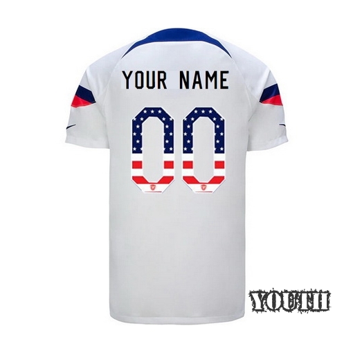 USA White Customized 2022/2023 Youth Jersey Independence Day