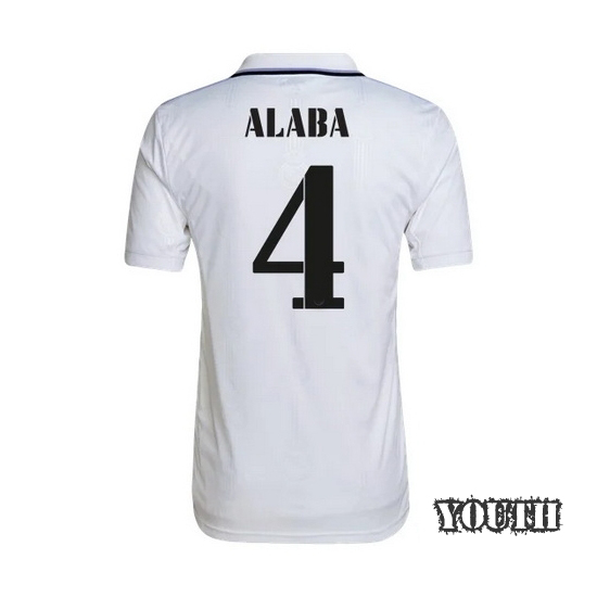 2022/23 David Alaba Real Madrid Home Youth Soccer Jersey - Click Image to Close