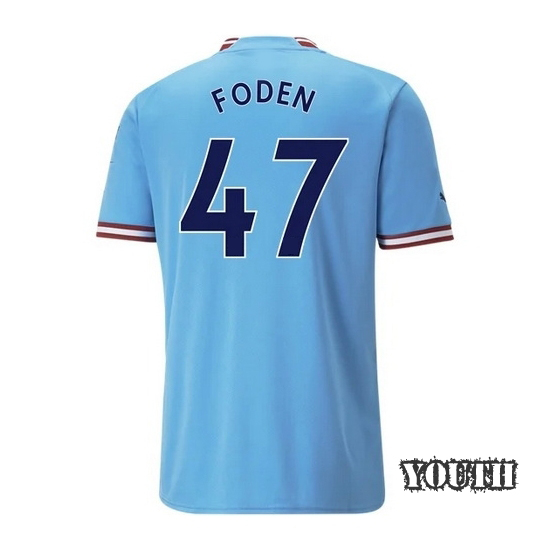 2022/23 Phil Foden Manchester City Home Youth Soccer Jersey