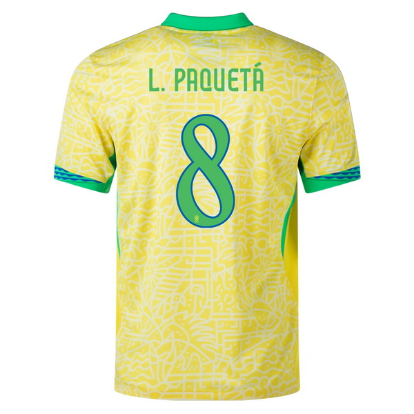 2024 Lucas Paqueta Brazil Home Men's Soccer Jersey - Click Image to Close