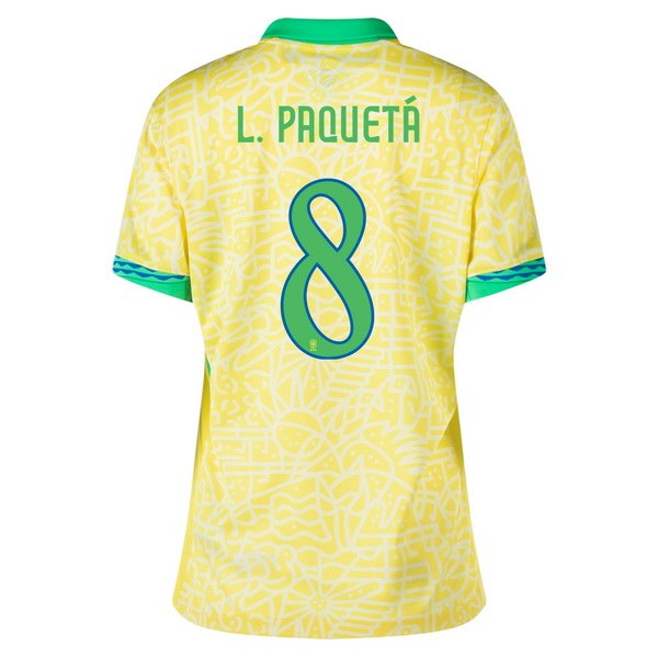 2024 Lucas Paqueta Brazil Home Women's Soccer Jersey - Click Image to Close