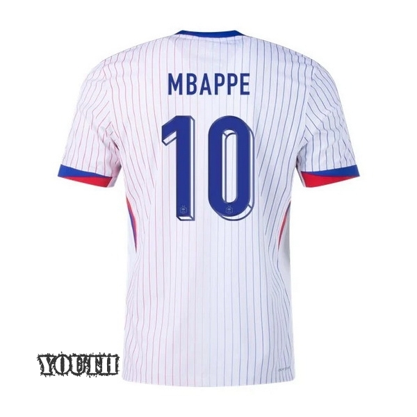 2024 Kylian Mbappe France Away Youth Soccer Jersey - Click Image to Close