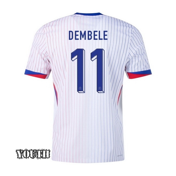 2024 Ousmane Dembele France Away Youth Soccer Jersey - Click Image to Close