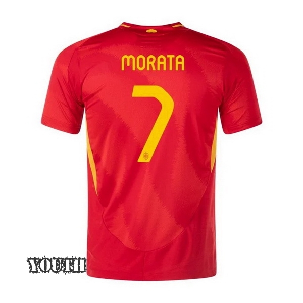 2024 Alvaro Morata Spain Home Youth Soccer Jersey