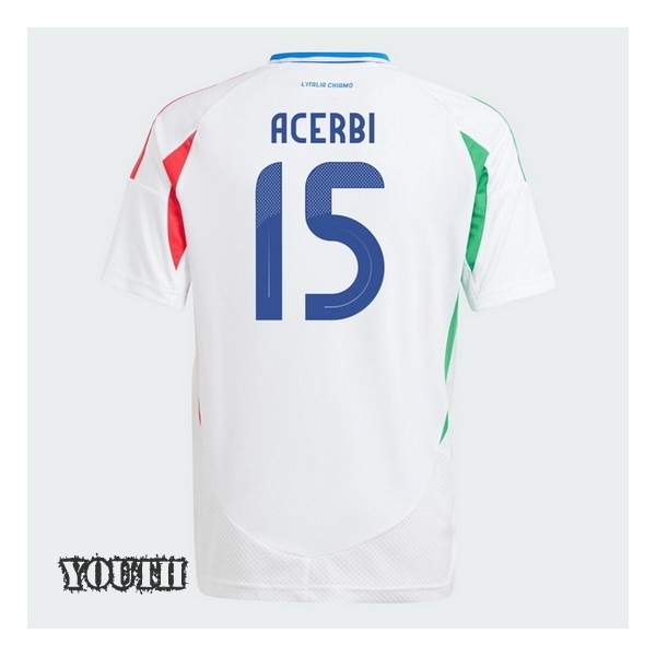 2024 Francesco Acerbi Italy Away Youth Soccer Jersey - Click Image to Close