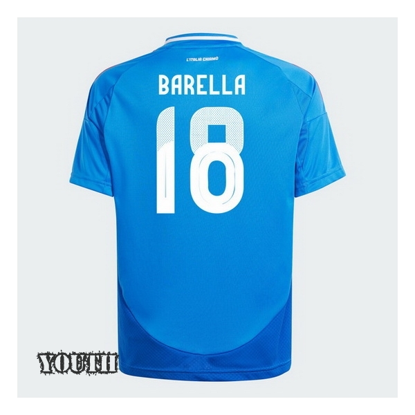 2024 Nicolo Barella Italy Home Youth Soccer Jersey - Click Image to Close
