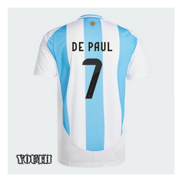 2024 Rodrigo de Paul Argentina Home Youth Soccer Jersey
