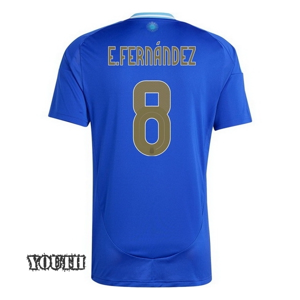 2024 Enzo Fernandez Argentina Away Youth Soccer Jersey