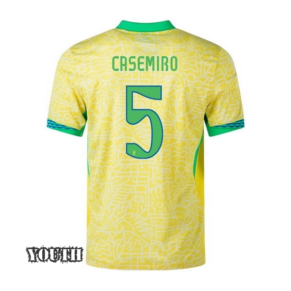 2024 Casemiro Brazil Home Youth Soccer Jersey