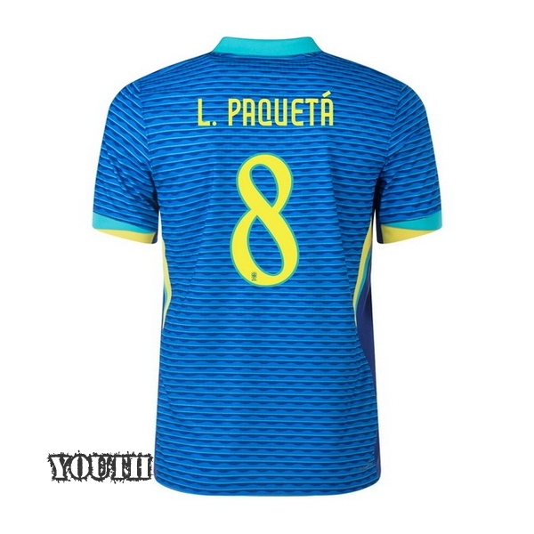 2024 Lucas Paqueta Brazil Away Youth Soccer Jersey
